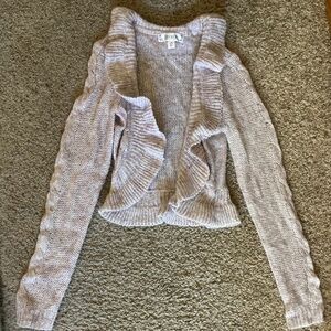 NBW Pink Heather Sparkle Decree Loose Knit Open Drape Cardigan, size L